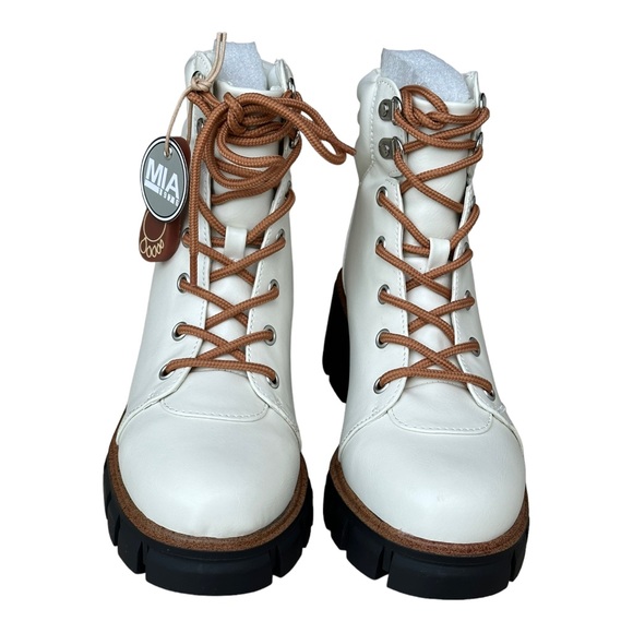 MIA‎ Womens Catalin Combat Casual Boots Ankle Low Heel Off White Size 6.5 - Picture 6 of 12